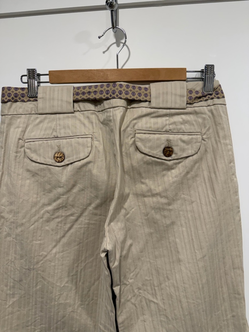 Y2K GAPstretch,  Beige Stretch Ankle Wide Leg Chino with flowered tie belt - Picture 11 of 11